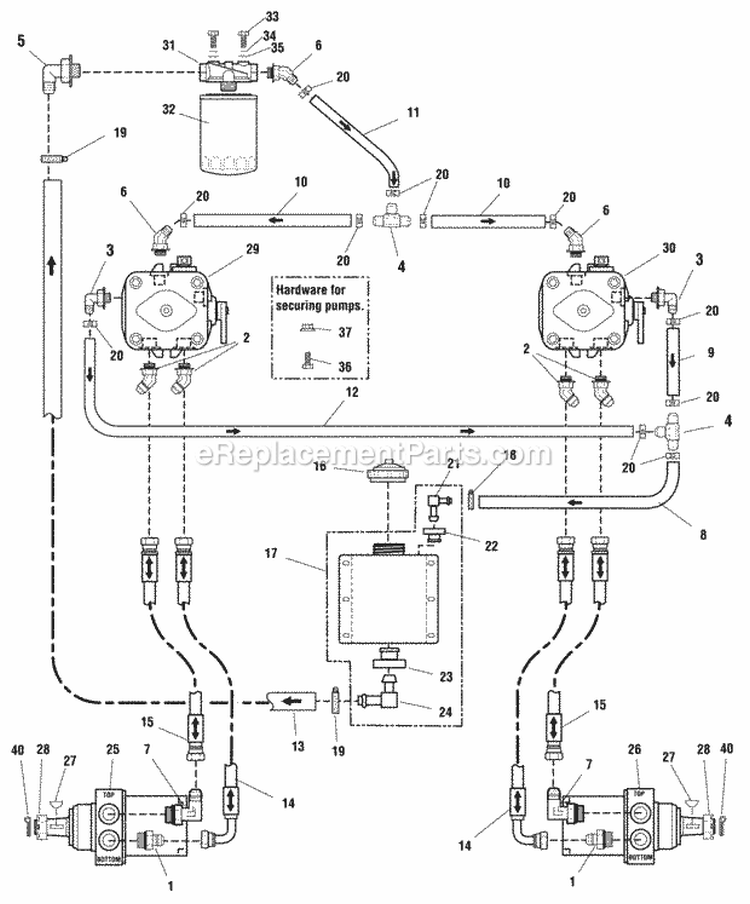 Hydraulic Group Diagram and Parts List for  Simplicity Lawn Tractor