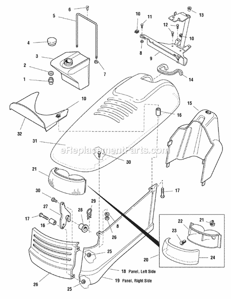 Hood Dash  Fuel Tank Group (986688 986689 986769) Diagram and Parts List for  Simplicity Lawn Tractor