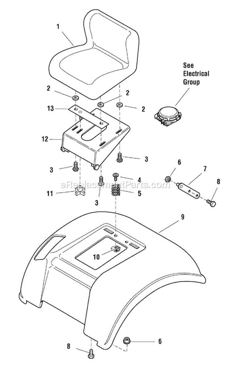 Seat  Seat Deck Group (986393) Diagram and Parts List for  Simplicity Lawn Tractor