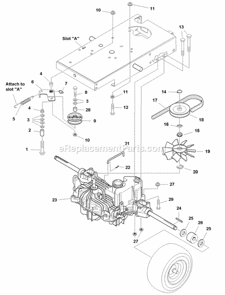 Transmission Group (985949) Diagram and Parts List for  Simplicity Lawn Tractor
