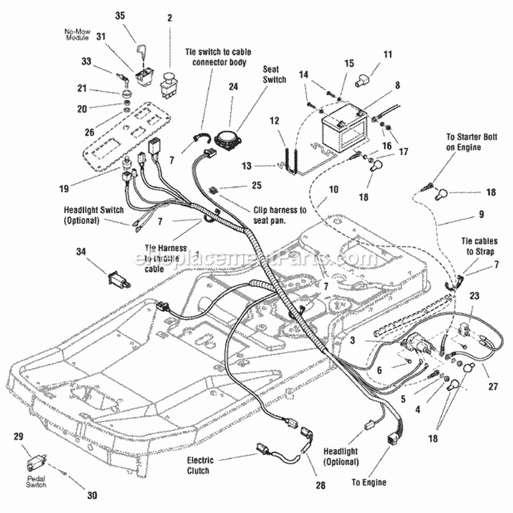 Electrical Group (988033) Diagram and Parts List for  Simplicity Lawn Tractor