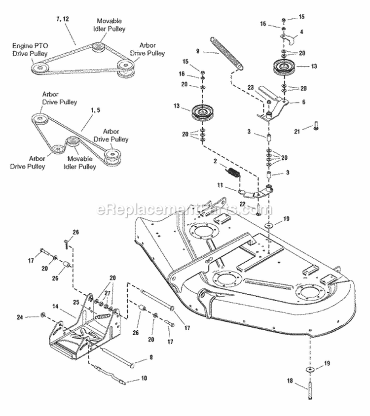 44  50 Mower Deck - Clutch  Support Group (2987579 2987580) Diagram and Parts List for  Simplicity Lawn Tractor