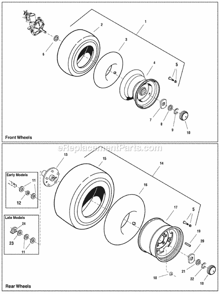 Wheels  Tires Group (W987670) Diagram and Parts List for  Simplicity Lawn Tractor