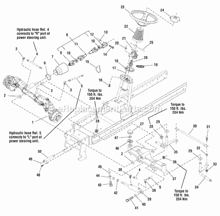 Steering  Front Axle Group (986313 986314) Diagram and Parts List for  Simplicity Lawn Tractor