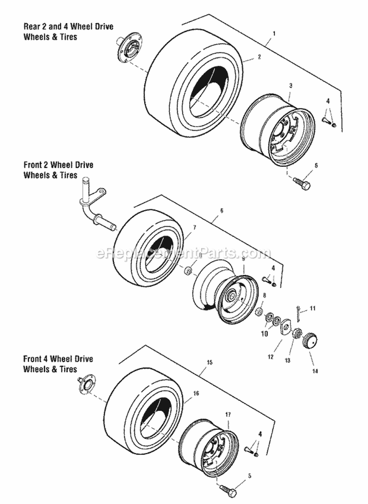 Wheel  Tires Group (986335 986336 986478) Diagram and Parts List for  Simplicity Lawn Tractor