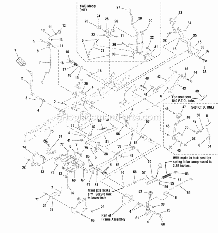 Controls Group (986571 986572 986573 986574 986575) Diagram and Parts List for  Simplicity Lawn Tractor