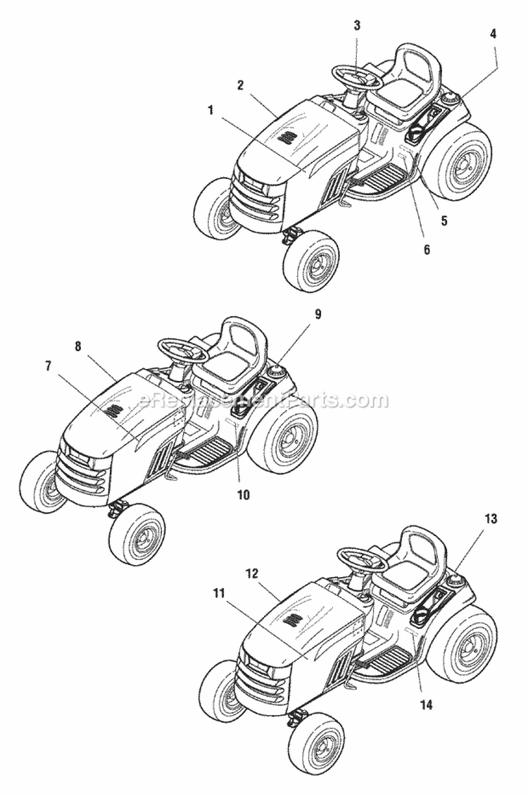 Decals Group - Brand  Model (B986848 987066 987216 987217 987218 987219 987220 987225 987226 987227 987228 987229 987230 987231 987232 987233 987446 988138 988139 988840 988841 990376 990377 990378) Diagram and Parts List for  Simplicity Lawn Tractor