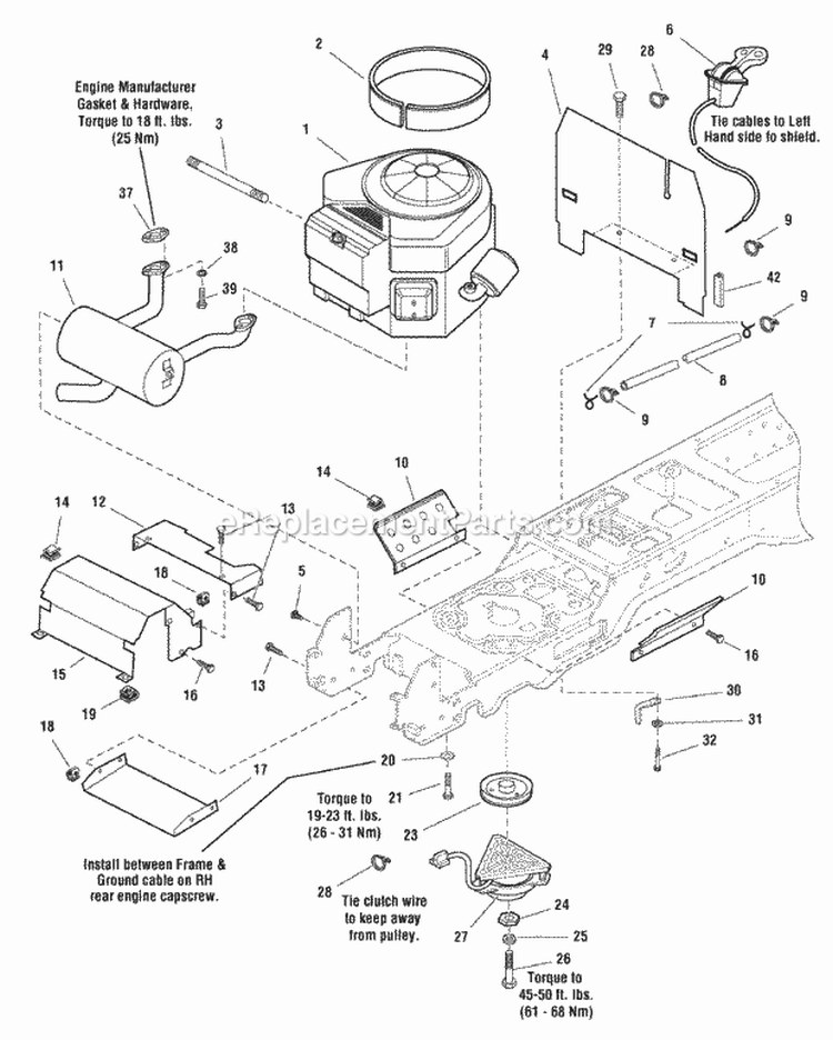 Engine Group - 20Hp 22Hp  24Hp Briggs  Stratton Twin (988208 988320 988324 988949) Diagram and Parts List for  Simplicity Lawn Tractor
