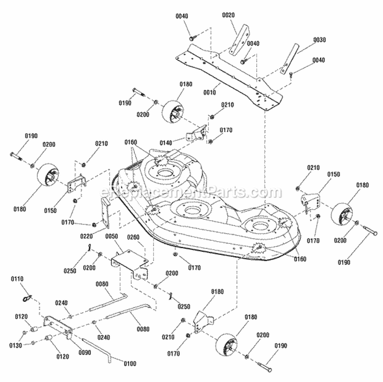 46 Mower Deck - Height Adjustment Group (988072 988851) Diagram and Parts List for  Simplicity Lawn Tractor