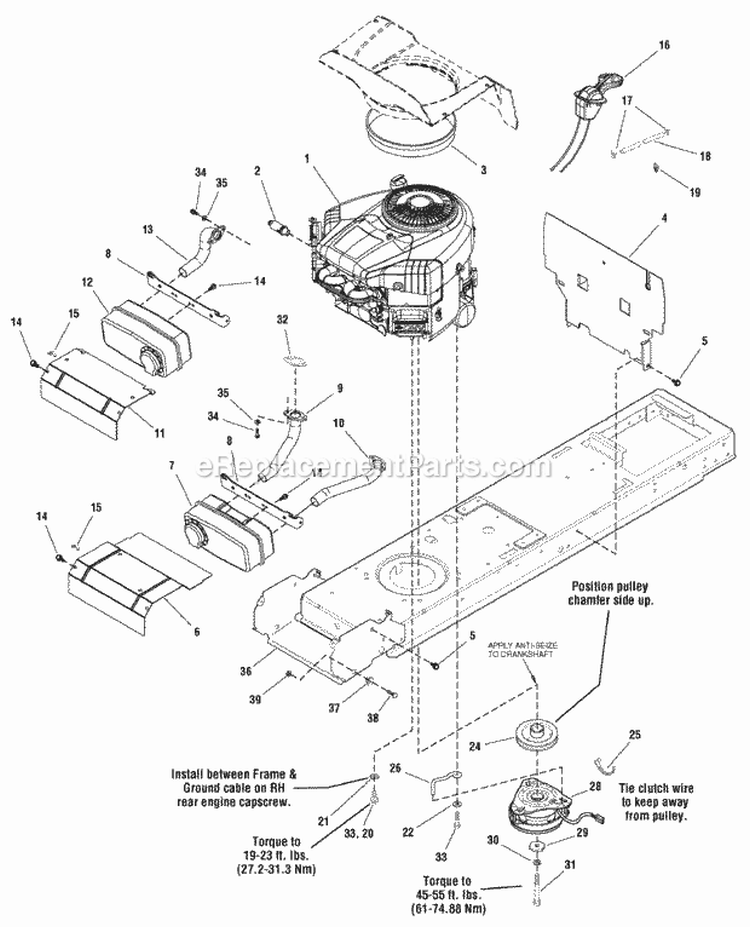 Engine Group (2987440 2987441 2987442 2987443 2987444 2987445 988050 988124 988128 988601 988602) Diagram and Parts List for  Simplicity Lawn Tractor