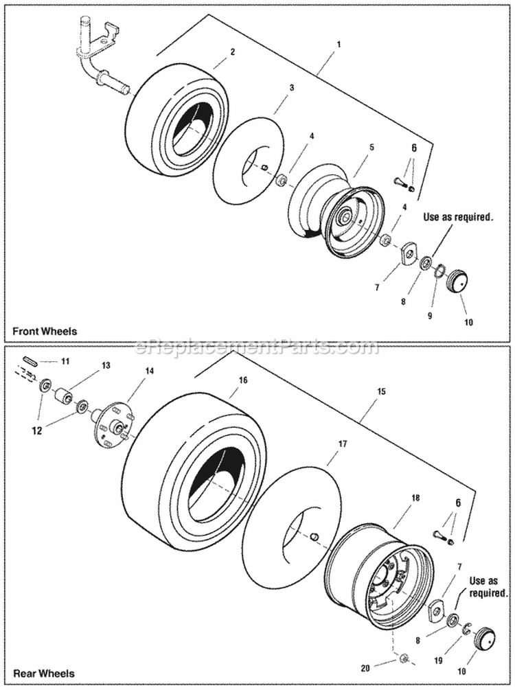 Wheels  Tires Group (W986613 986617 986620 986680 986787 986788 986793 986867 986870 986871 986872 986906 987114 987115 987116 987543 987686 988379 988380 988856 989122 990004 990452 990342 990343) Diagram and Parts List for  Simplicity Lawn Tractor