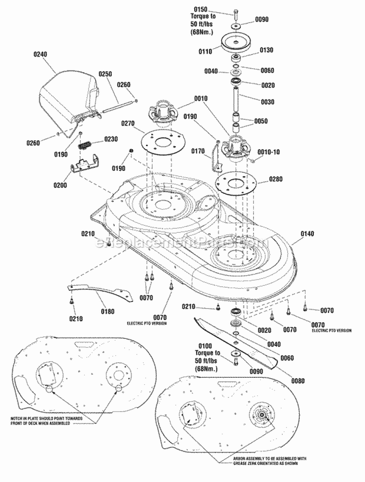 42 Mower Deck - Housing Arbor  Blades Group (2990037) Diagram and Parts List for  Simplicity Lawn Tractor