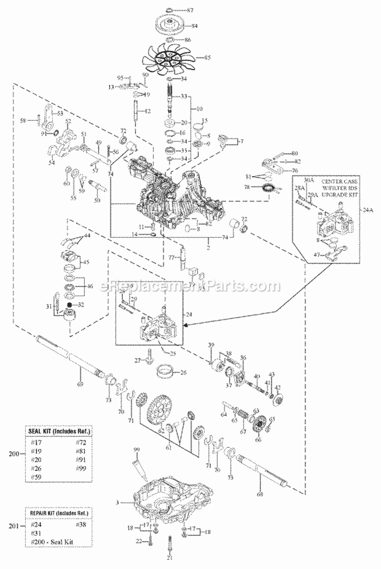 Transmission Service Parts - Tuff Torq K46Bl (1729589) Diagram and Parts List for  Simplicity Lawn Tractor