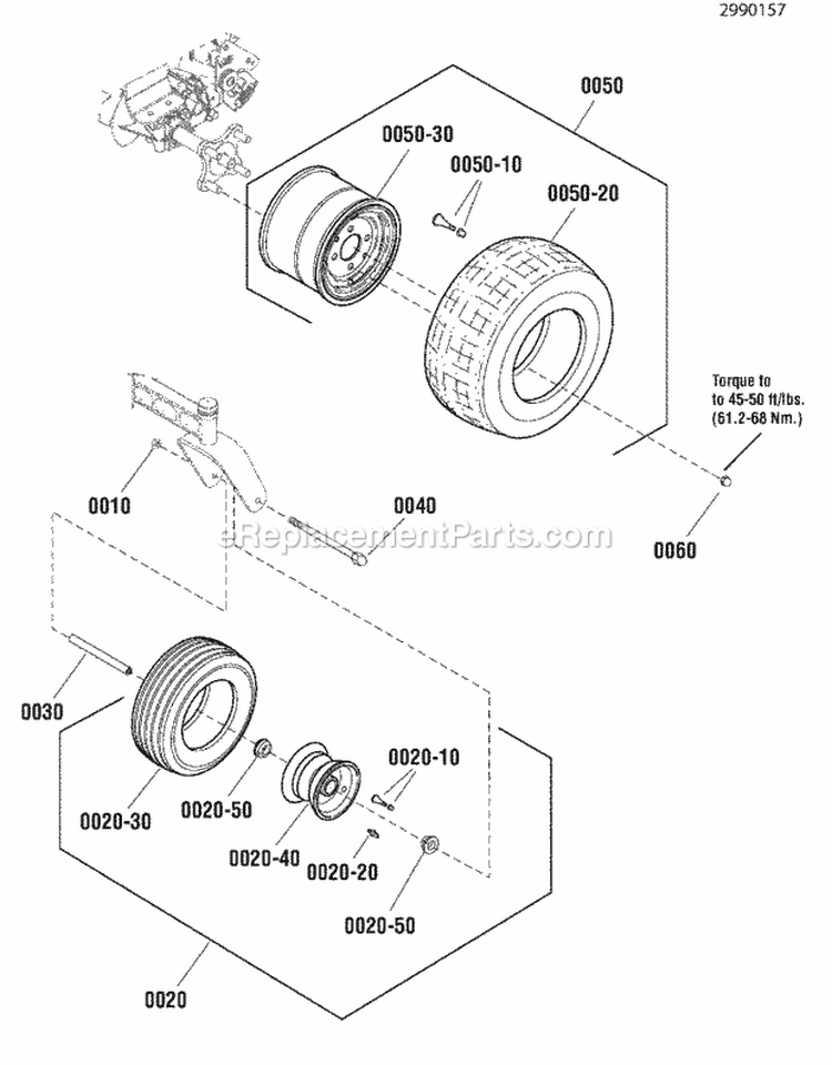 Wheel  Tire Group (2990157) Diagram and Parts List for  Simplicity Lawn Tractor