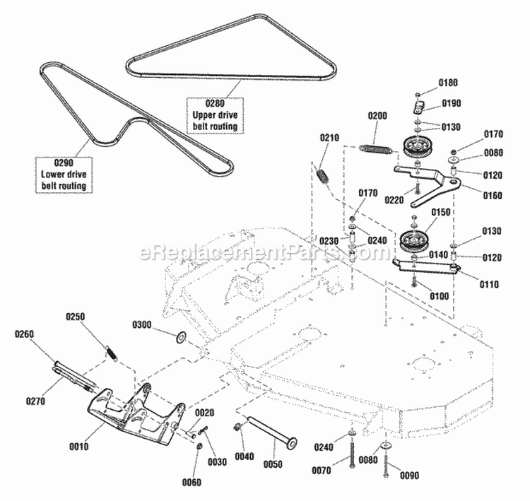 52 Mower Deck - Clutch  Support Group (2990607) Diagram and Parts List for  Simplicity Lawn Tractor