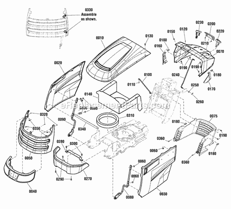 Hood Grille  Dash Group (2990950 2990951) Diagram and Parts List for  Simplicity Lawn Tractor