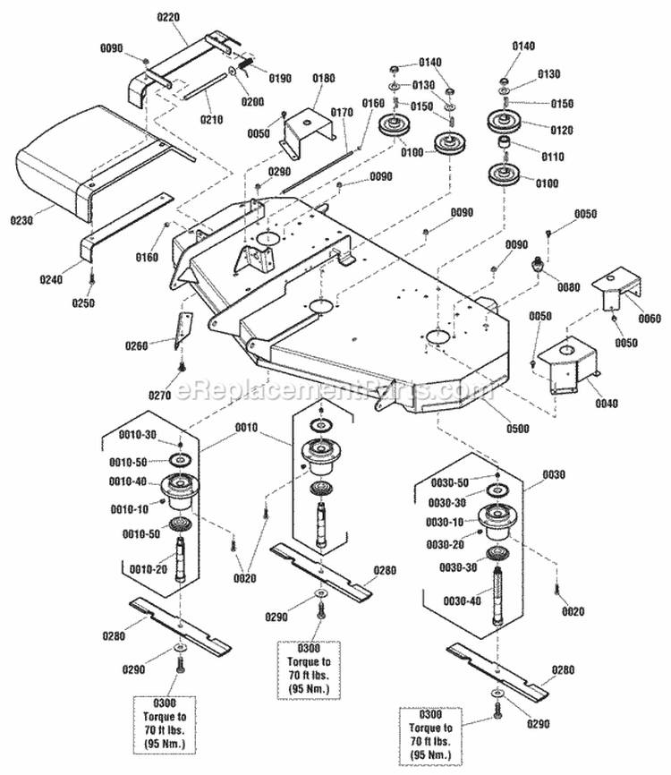 52 Mower Deck - Housing Arbors  Blades (2990605) Diagram and Parts List for  Simplicity Lawn Tractor