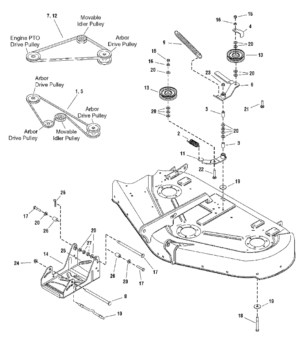 44-Inch And 50-Inch Mower Deck - Clutch And Support Group Diagram and Parts List for  Simplicity Lawn Tractor Accessories