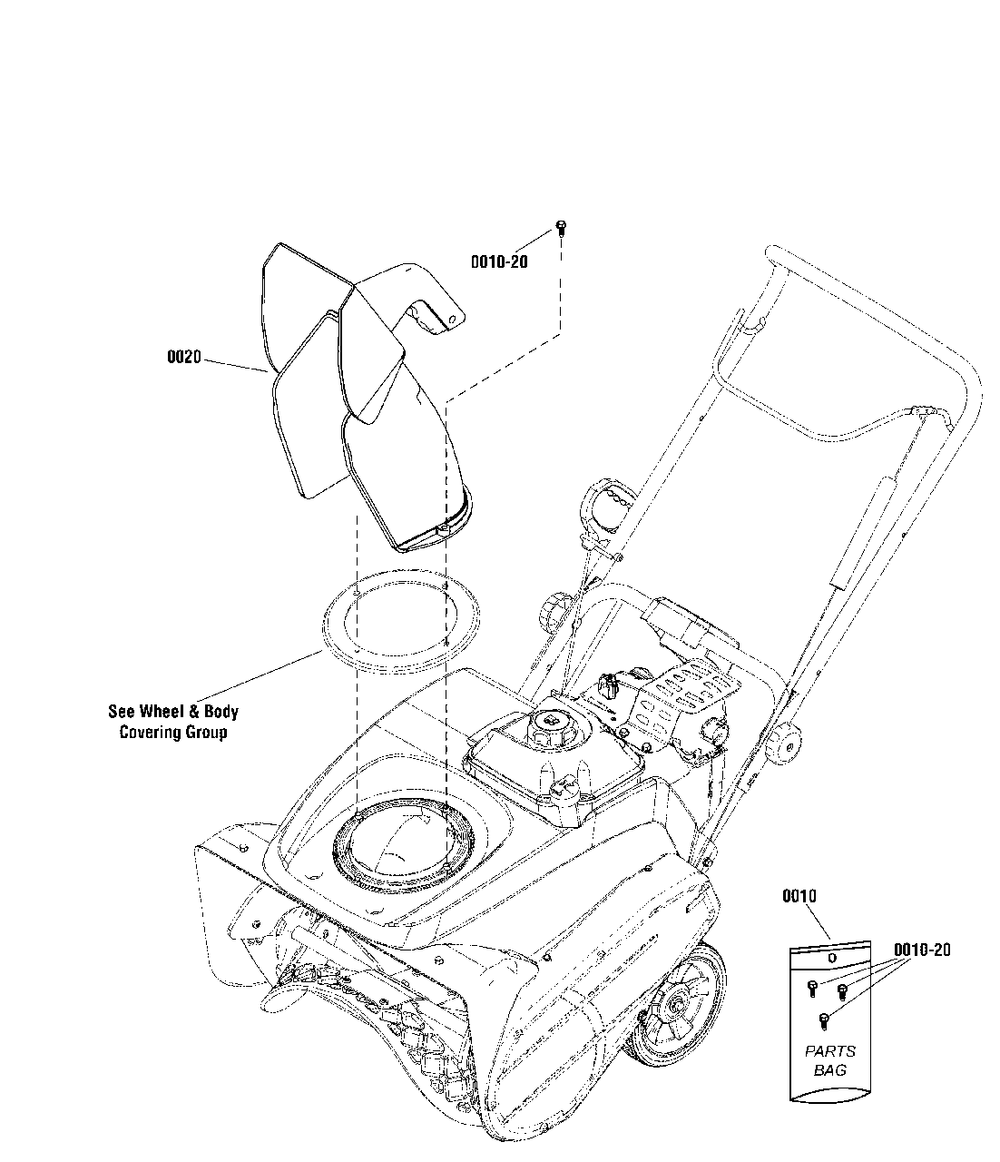 Chute Group - Electric Diagram and Parts List for 1696755-00 Simplicity Snow Blower