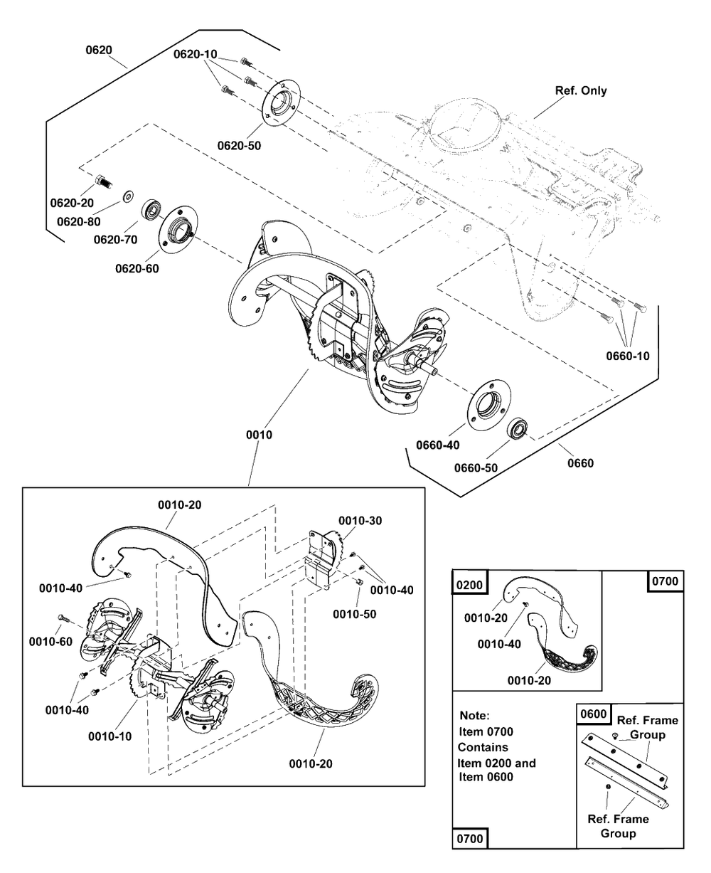 Auger Group Diagram and Parts List for (1697295-00)(2020) Simplicity Snow Blower
