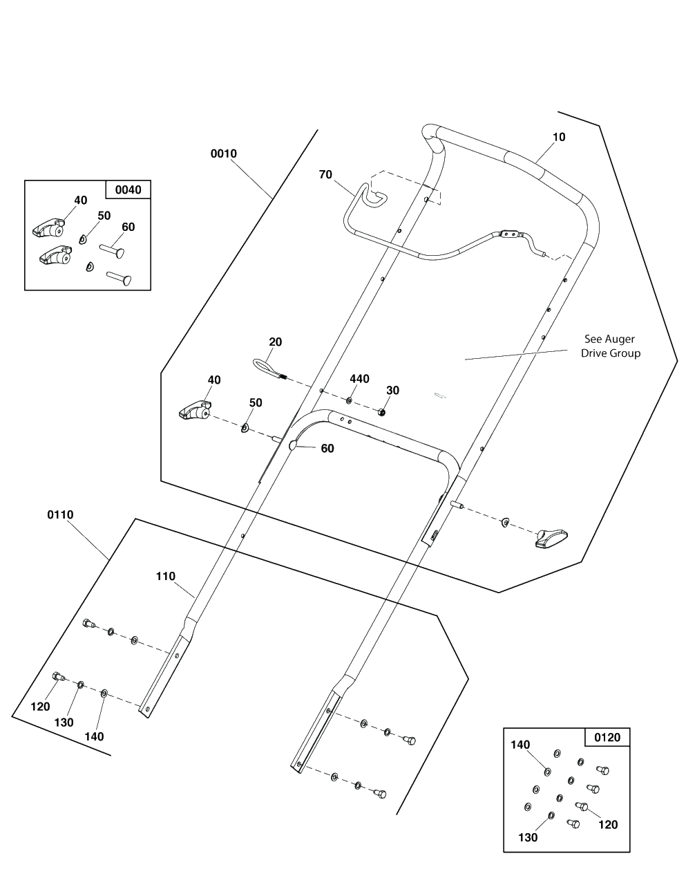 Handles And Controls Group Diagram and Parts List for 1697142-00 Simplicity Snow Blower