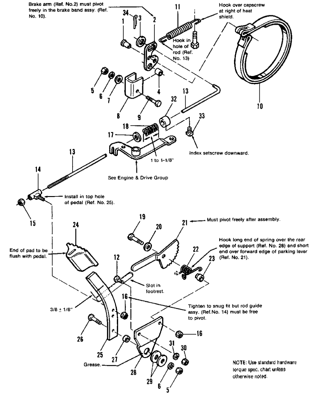 Brake And Clutch Group - Later Models Diagram and Parts List for 1690368 Simplicity Lawn Tractor