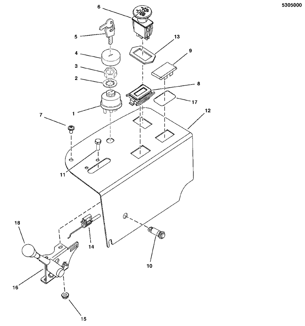 Instrument Control Panel Group Diagram and Parts List for  Simplicity Lawn Tractor