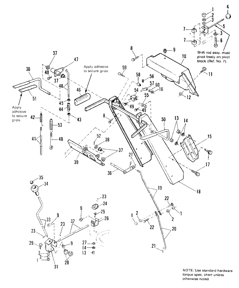 Handles And Controls Group Diagram and Parts List for 1691377 Simplicity Snow Blower