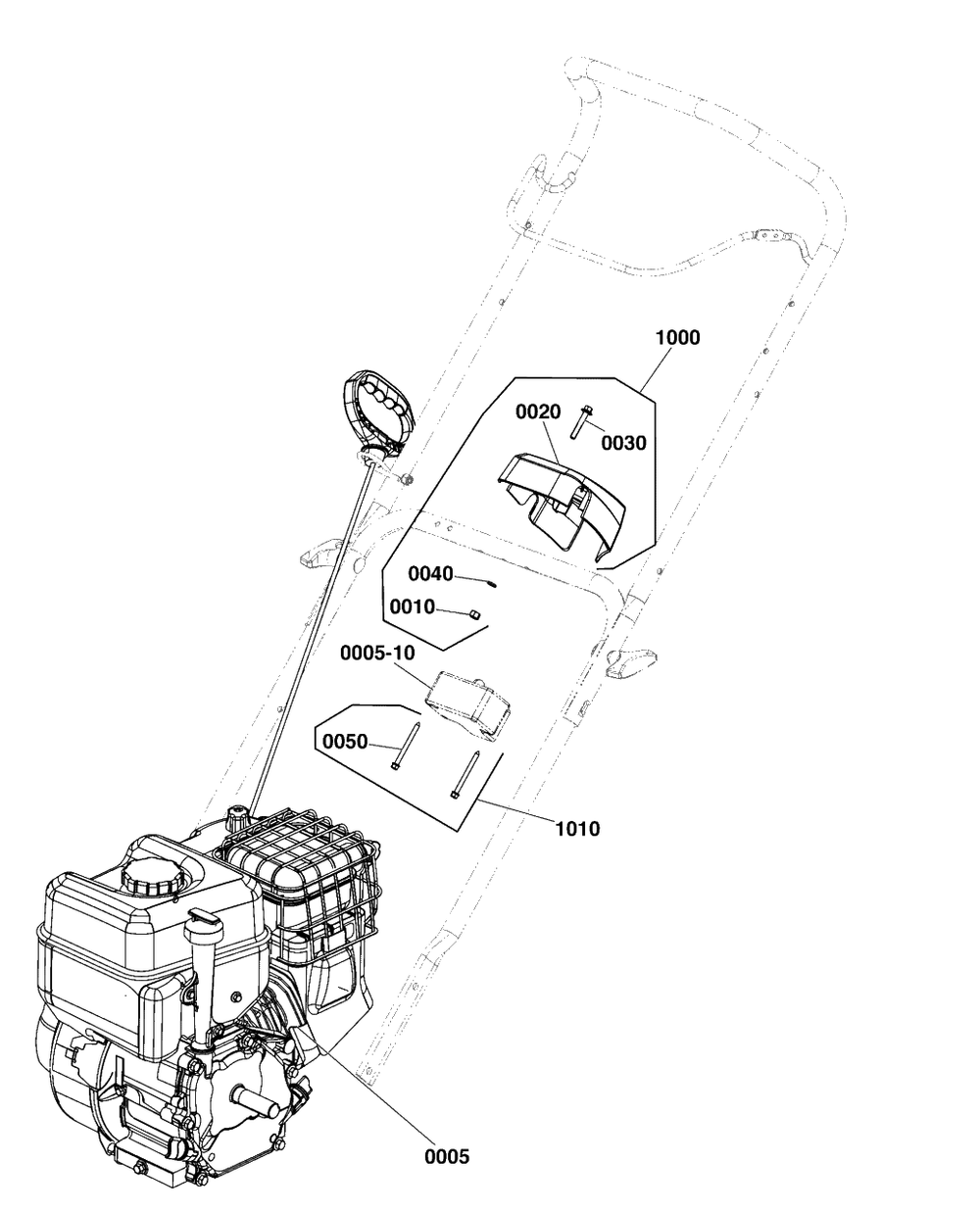 Engine Group Diagram and Parts List for (1697295-00)(2020) Simplicity Snow Blower