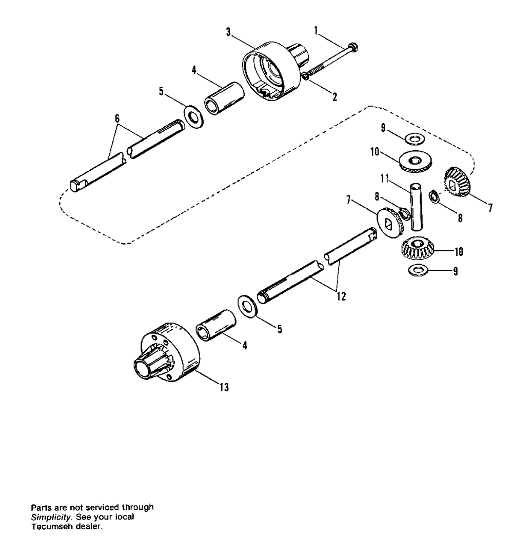 Peerless Differential Model 100 Diagram and Parts List for 1691106 Simplicity Lawn Tractor