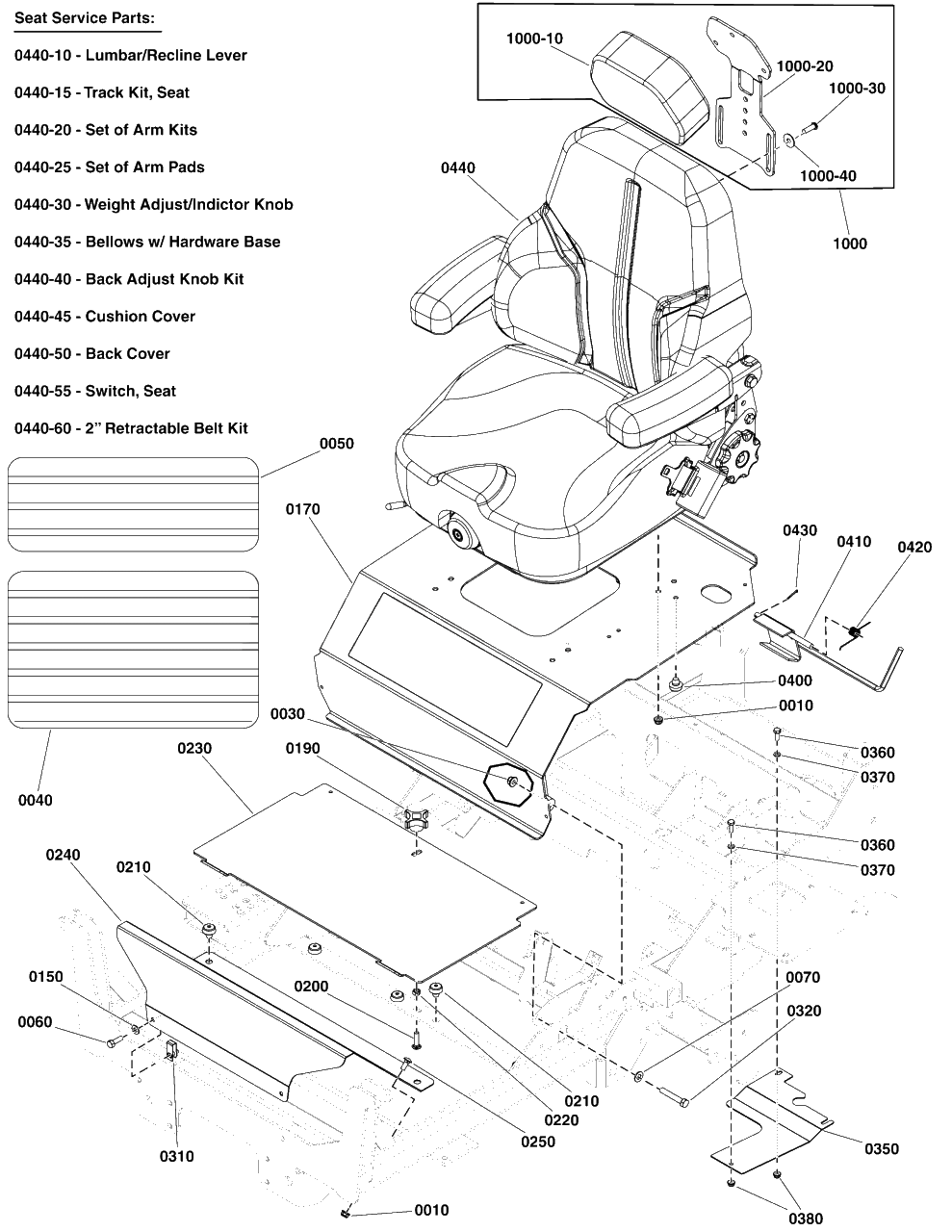 Seat Mount And Floor Group S/N: 4000875836 And Below Diagram and Parts List for  Simplicity Lawn Tractor
