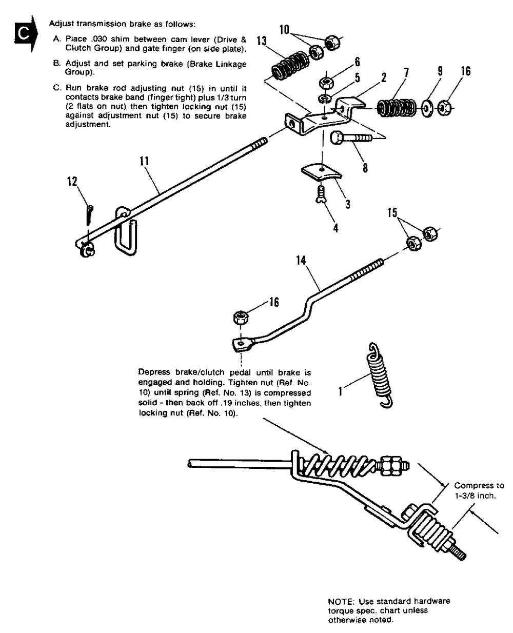 Brake Group Diagram and Parts List for 1690475 Simplicity Lawn Tractor