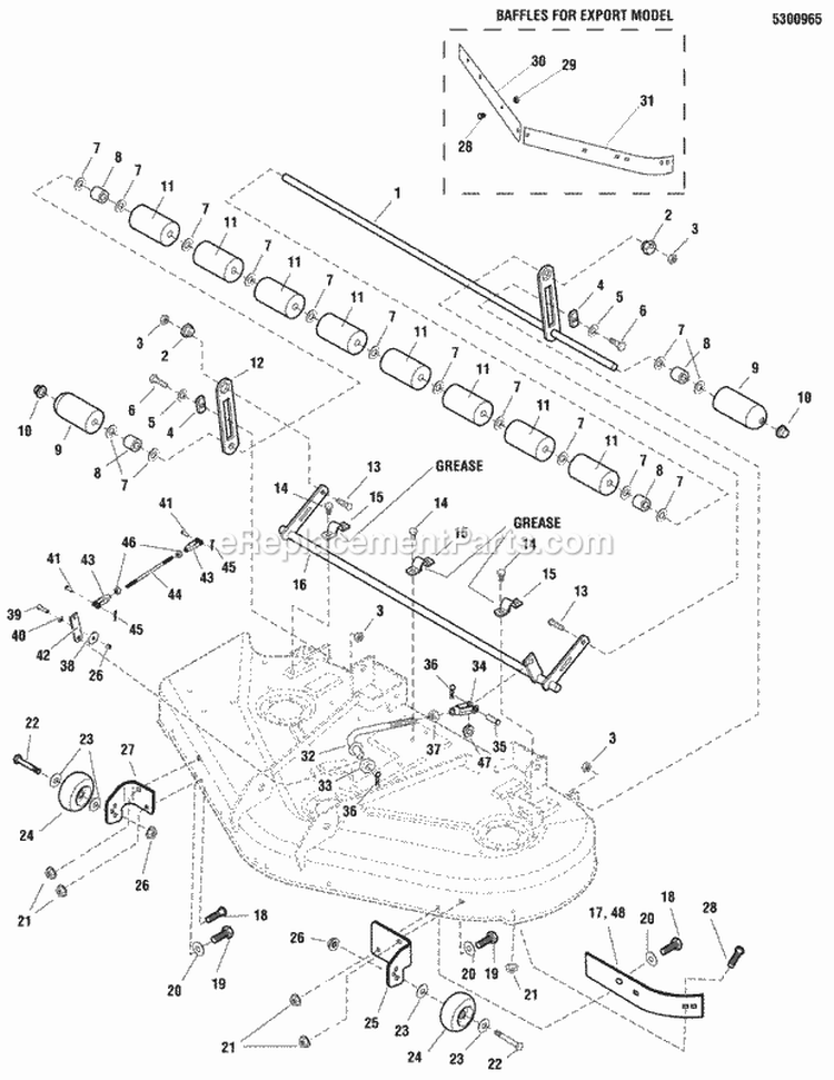 50 Mower Deck - Rollers Group (BS Els) Diagram and Parts List for  Simplicity Lawn Tractor