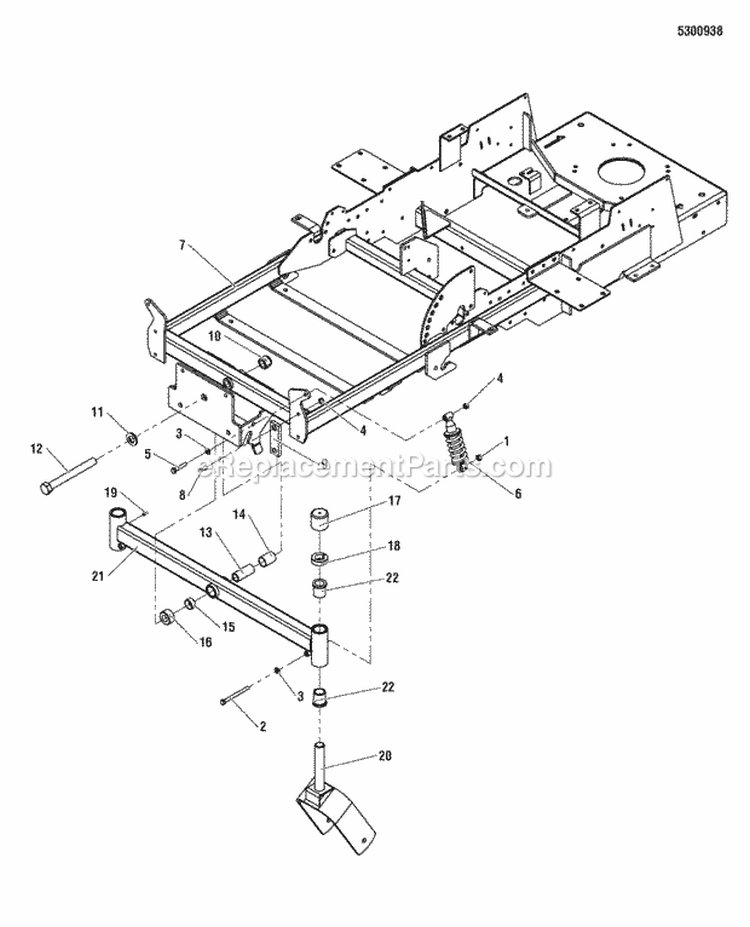Main Frame  Front Suspension Group Diagram and Parts List for  Simplicity Lawn Tractor