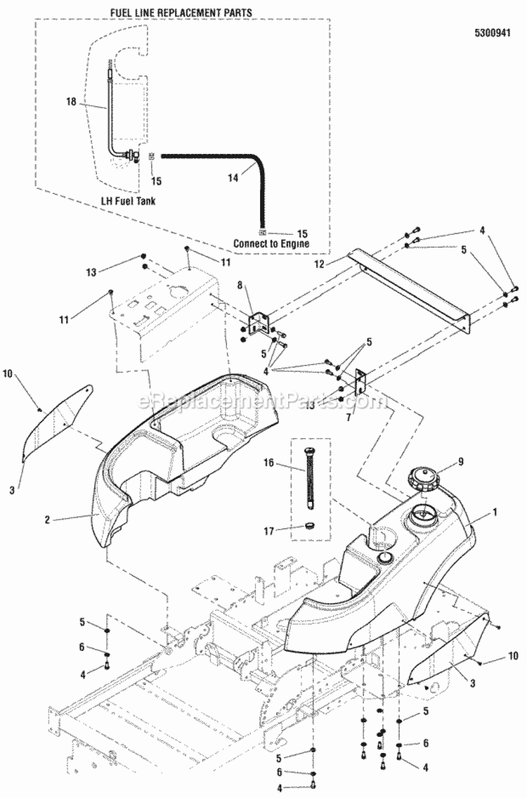 Fuel Tank  Replacement Parts Group Diagram and Parts List for  Simplicity Lawn Tractor
