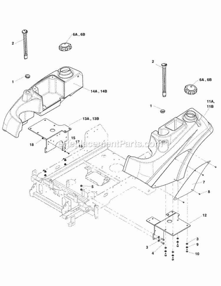 Fuel Tank  Mount Group Diagram and Parts List for  Simplicity Lawn Tractor