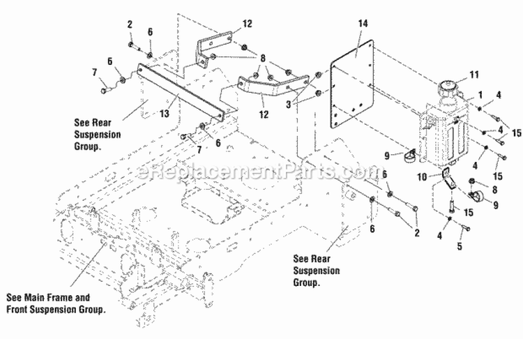 Hydraulic Mount Group Diagram and Parts List for  Simplicity Lawn Tractor