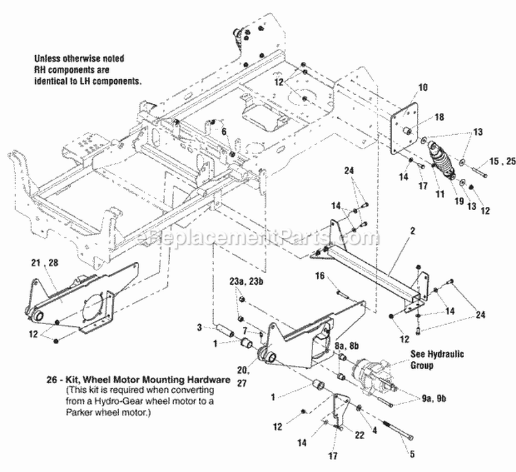 Rear Suspension Group (423Sus0) Diagram and Parts List for  Simplicity Lawn Tractor