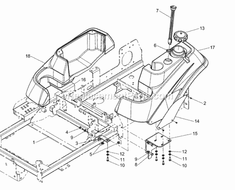 Fuel Tank  Mount Group - 48 Models  52 Models SN 2014624505  Below Diagram and Parts List for  Simplicity Lawn Tractor