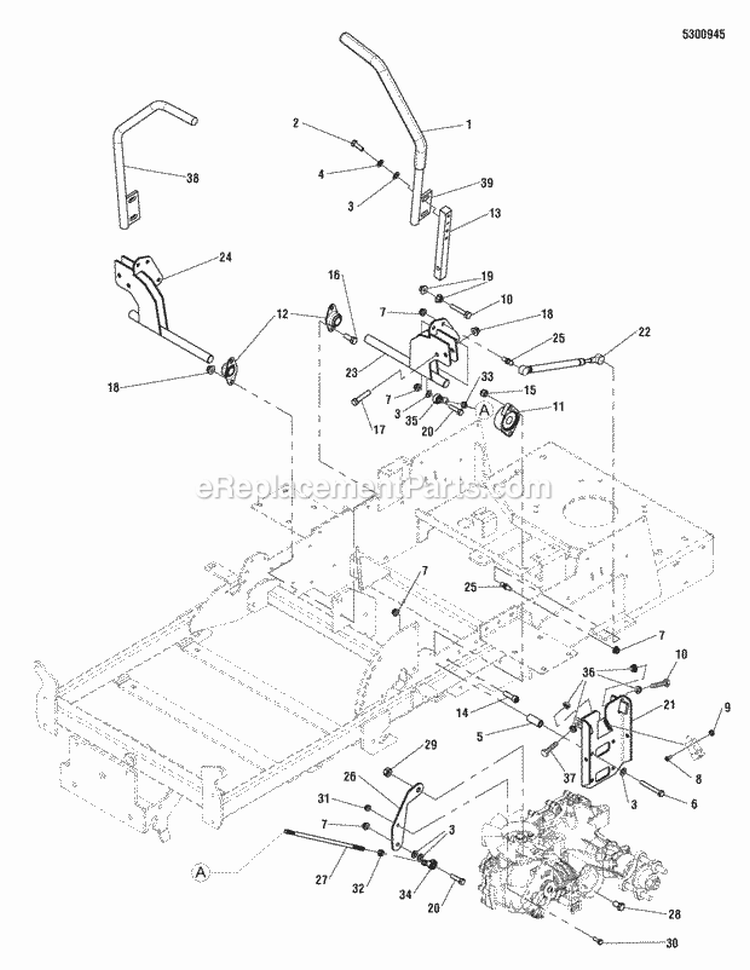 Motion Control Group Diagram and Parts List for  Simplicity Lawn Tractor