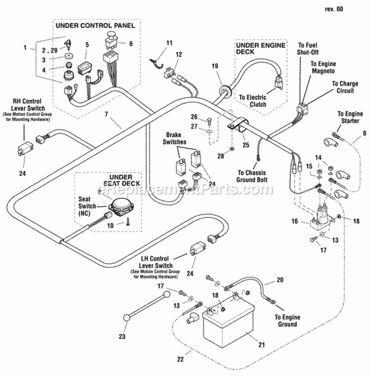 Electrical Group Diagram and Parts List for  Simplicity Lawn Tractor