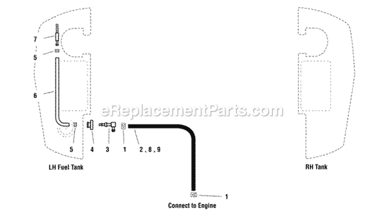 Fuel Supply Hose Group  Tank Replacement Parts Group Diagram and Parts List for  Simplicity Lawn Tractor