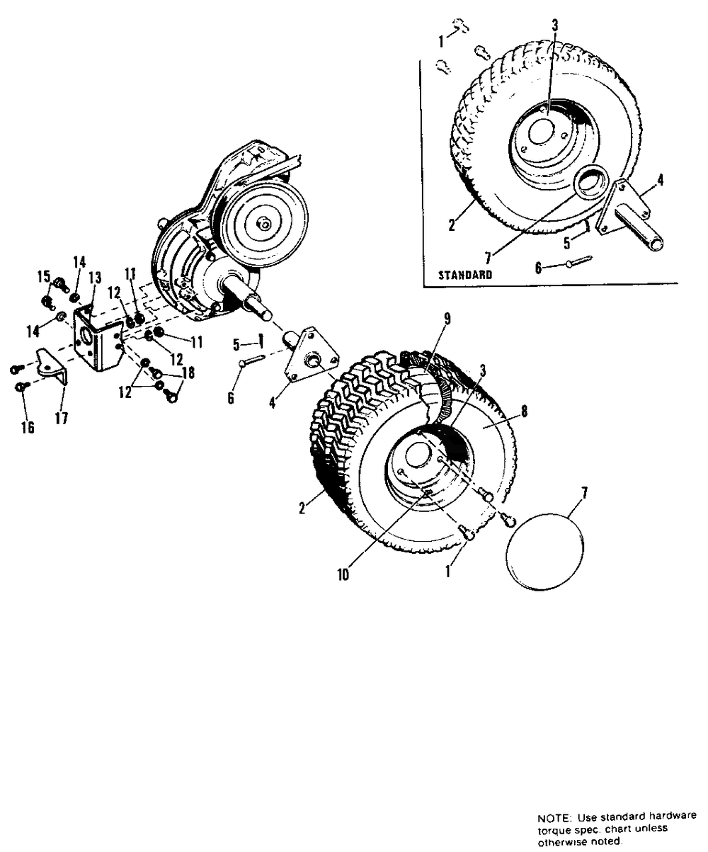 Rear Wheels And Hitch Group Diagram and Parts List for 990374 Simplicity Lawn Tractor