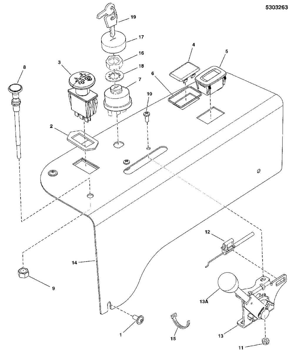 Instrument Control Panel Group (5303263) Diagram and Parts List for  Simplicity Lawn Tractor