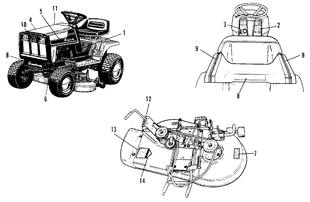 Decal Group Diagram and Parts List for 1691270 Simplicity Lawn Tractor