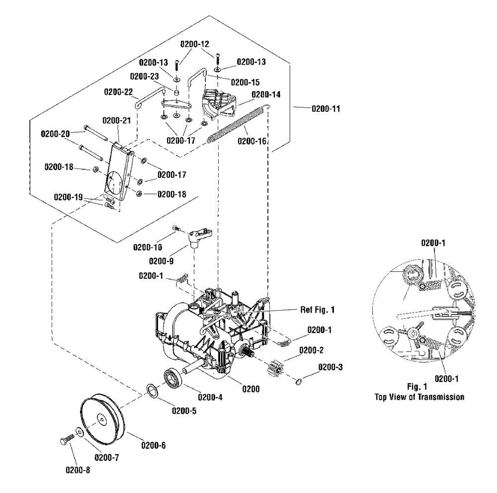 Transmission Service Parts - General Transmission H2 (1733972) Diagram and Parts List for 1696235-02 Simplicity Snow Blower