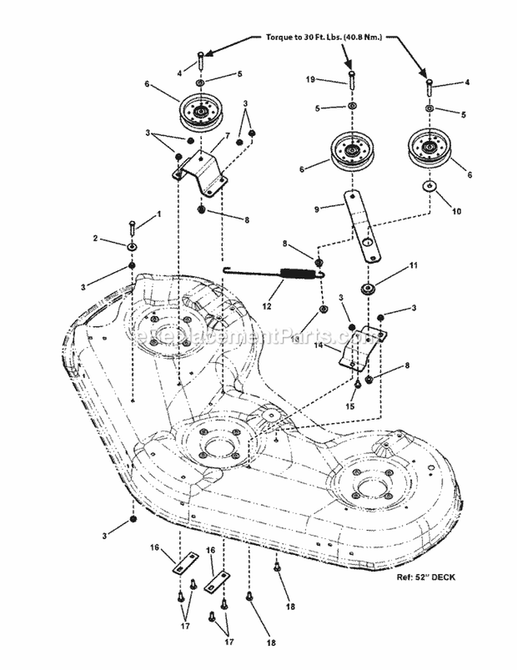 52 Deck Idler Group (7501581) Diagram and Parts List for  Simplicity