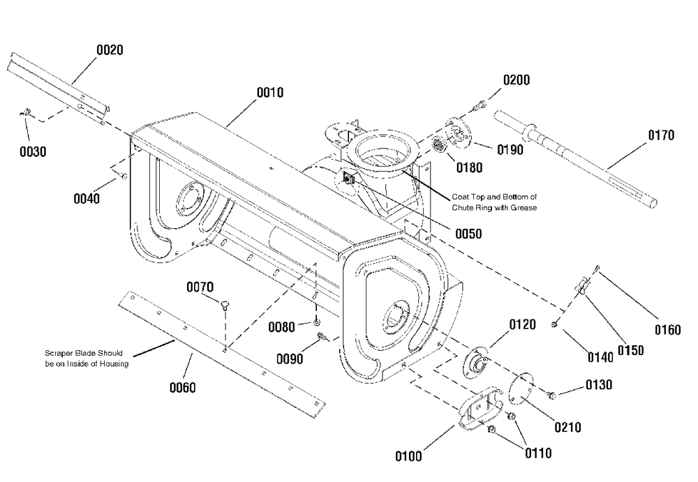 Auger Housing Group Diagram and Parts List for 1695662 Simplicity Snow Blower