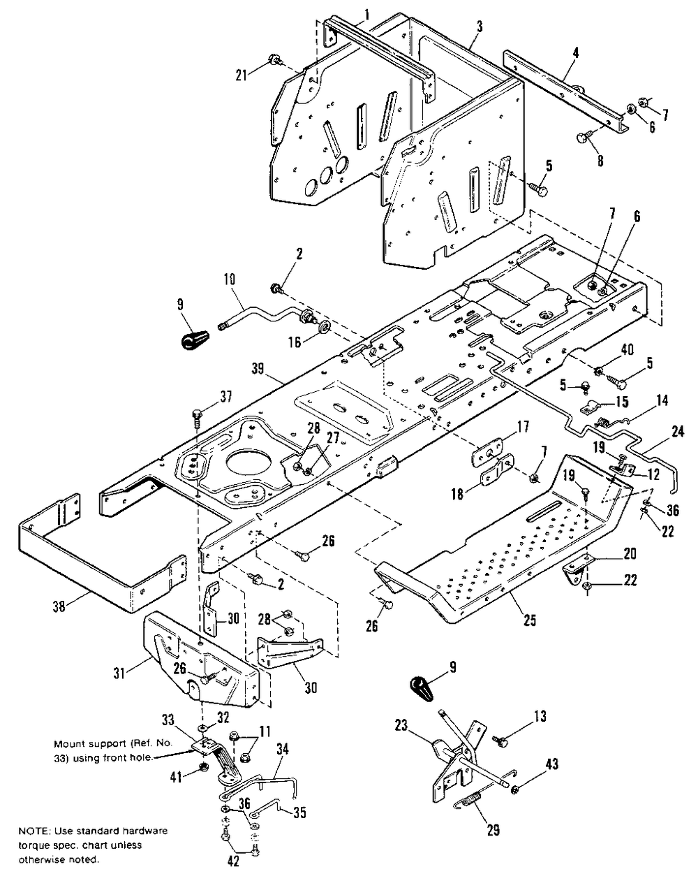 Frame Group - Later Models Diagram and Parts List for 1691481 Simplicity Lawn Tractor