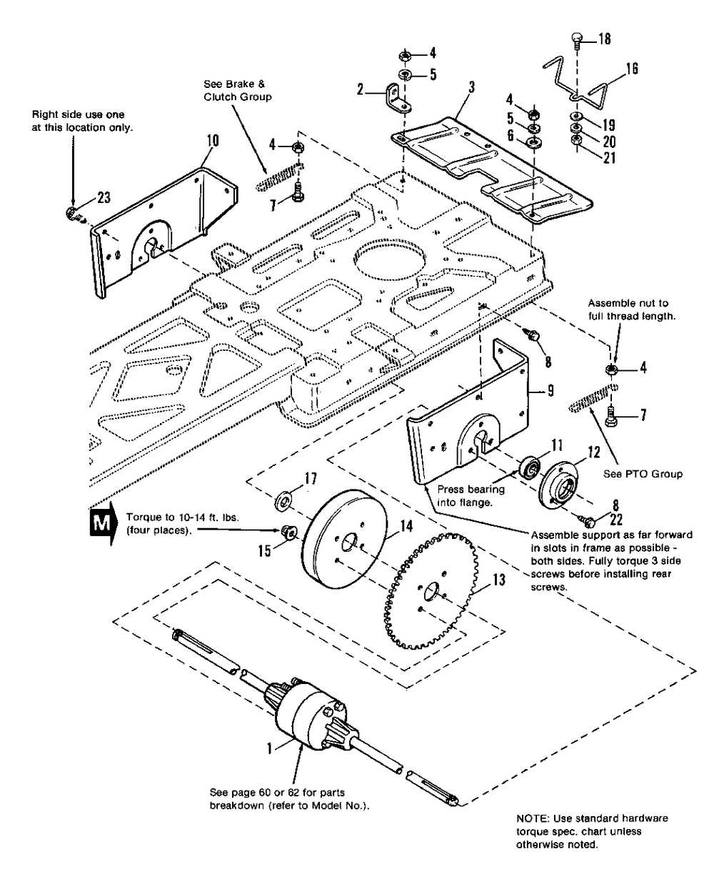 Engine And Drive Group (Differential Section) Diagram and Parts List for 1691106 Simplicity Lawn Tractor